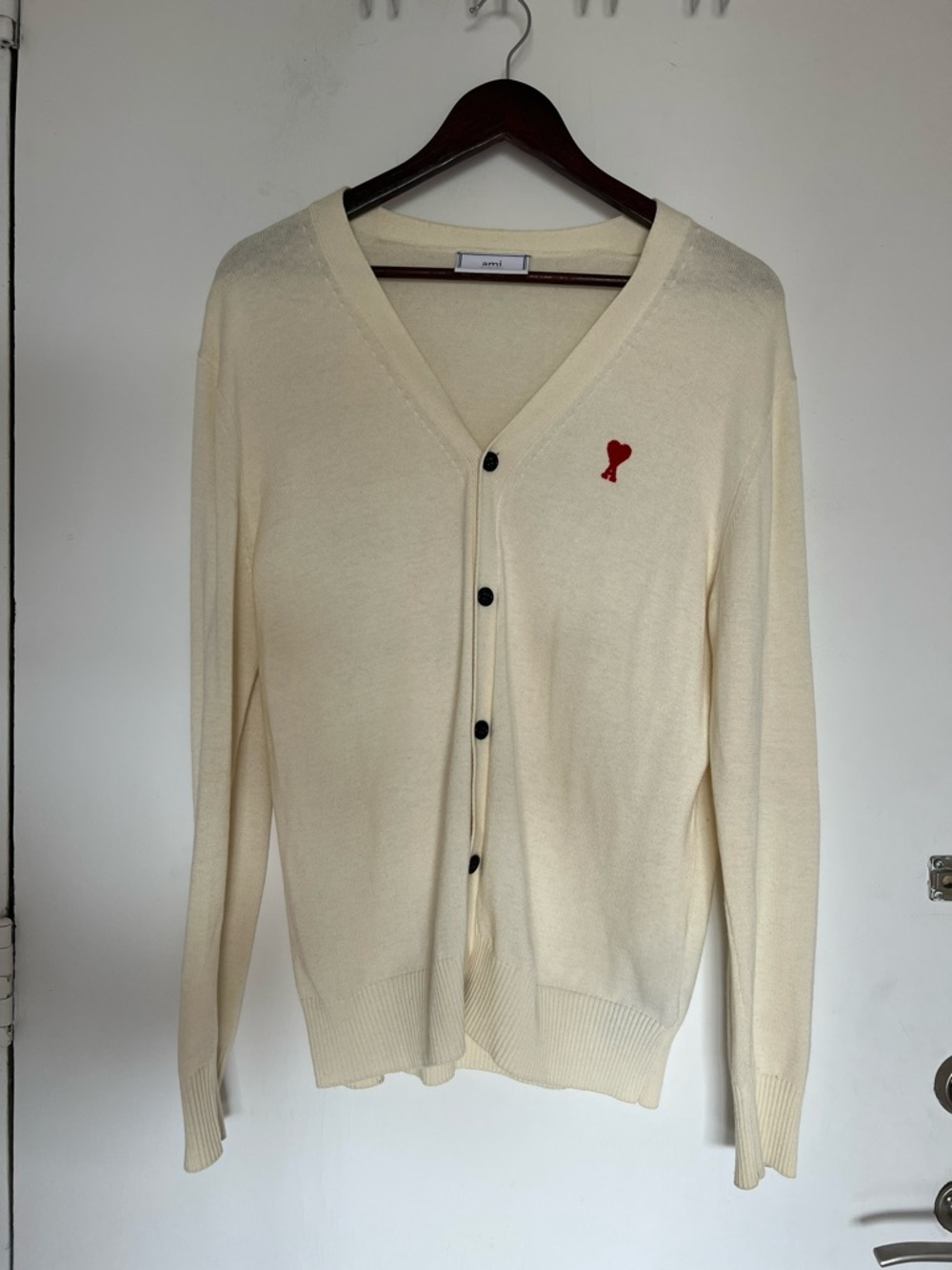 Ami Cream Merino Wool Cardigan